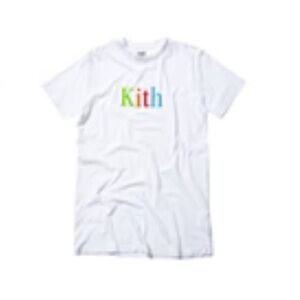 Kith Mens Multicolor Short Sleeve Tee Shirt Retro Tech Inspired Logo Apple White